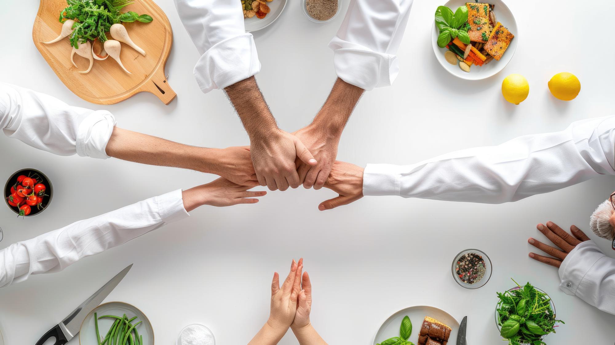 workshop with chefs around a table