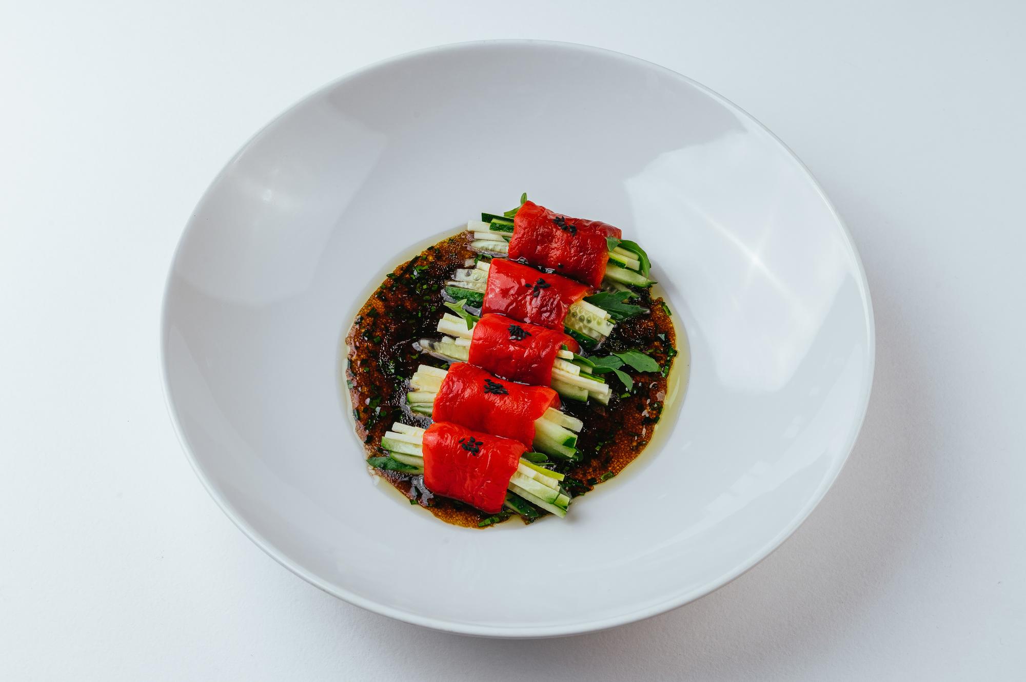 prepared plated dish with garnish